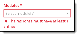 Modular exams must have at least 1 entry.